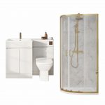 Elysian Brushed Brass Offset Quad Shower Enclosure Suite