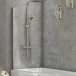 L Shape Chrome Bath Screen 1400 x 800