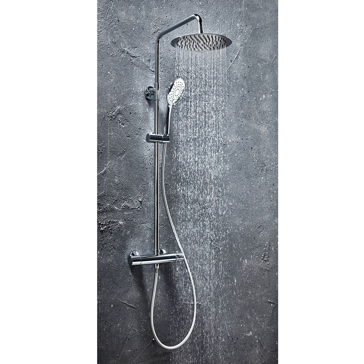 SHOWER009 Orce Round Cool Touch Rigid Riser Shower with Adjustable Rigid Riser - Image 1