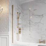 Single Panel Bath Screen 1500 x 800 Brushed Brass Finish