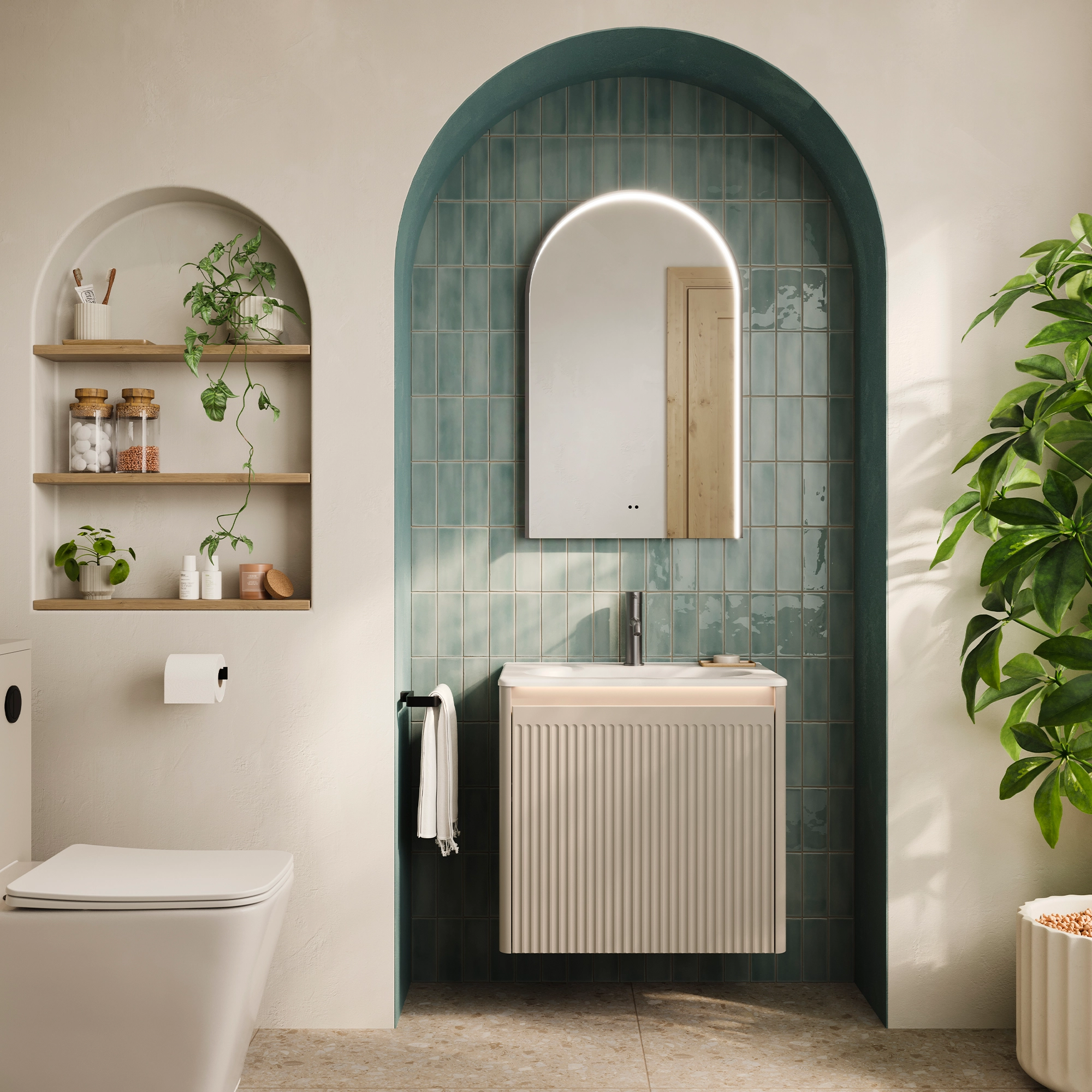 79506000 Nova 50 Gunmetal - lifestyle image Nora LED Mirrors - Image 1