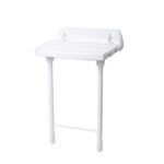 Bathex Essential Slatted Shower Seat w/ Stainless Steel Drop Down Legs - White