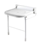 Bathex Essential One Piece Backplate Shower Seat with Stainless Steel Legs - White