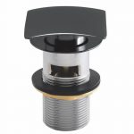 Black Square Dome Slotted Sprung Basin Waste