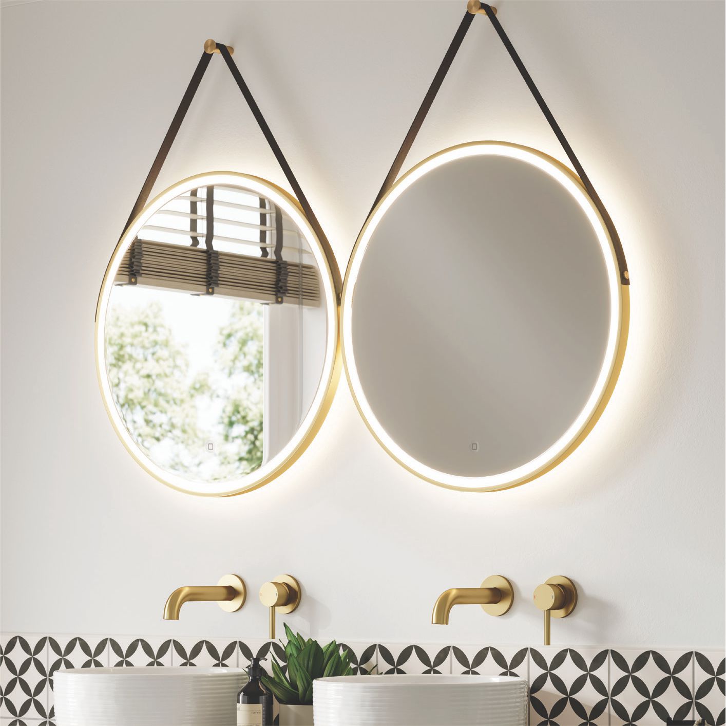 Eclipse 50 Brushed Brass Eclipse LED Mirrors - Image 1