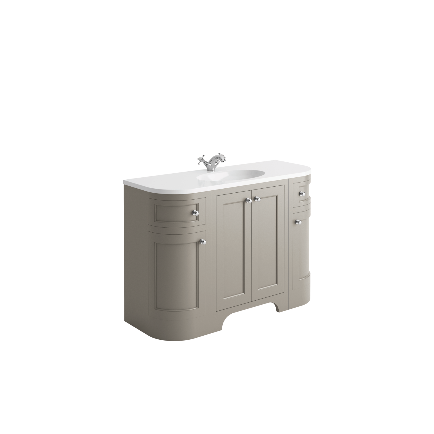 HARR-BRUNS-DOVE_HARR-300LEFT-DGREY_HARR-300RIGHT-DGREY_HARR-NOHOLE-1200-BASIN_CUTOUT_001-1500x1500 Wick 1200 Curved Floor Cabinet & Basin - Image 1