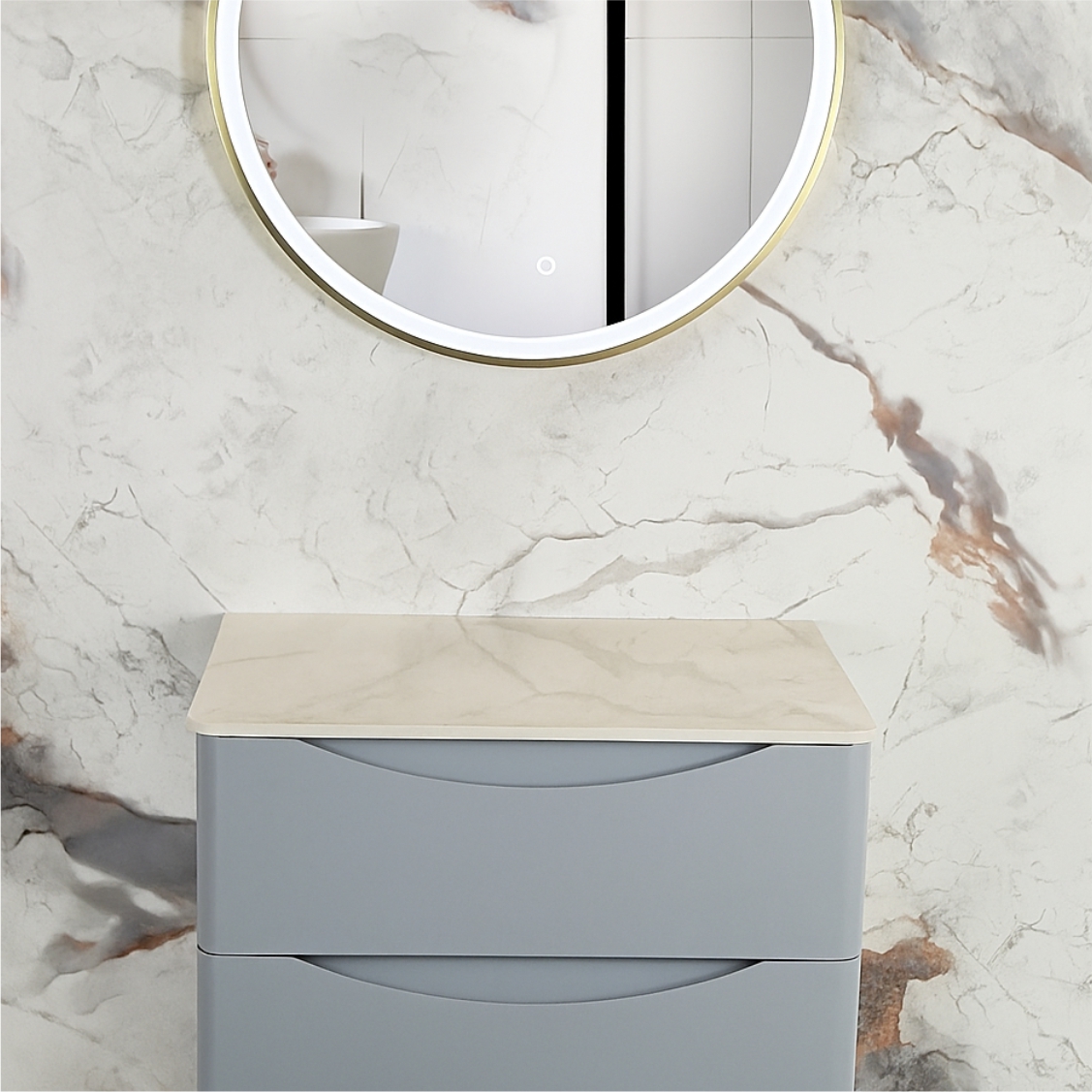 LGWT Elsa 700 Wall Hung Vanity Units Double Drawer with Worktop - Image 1