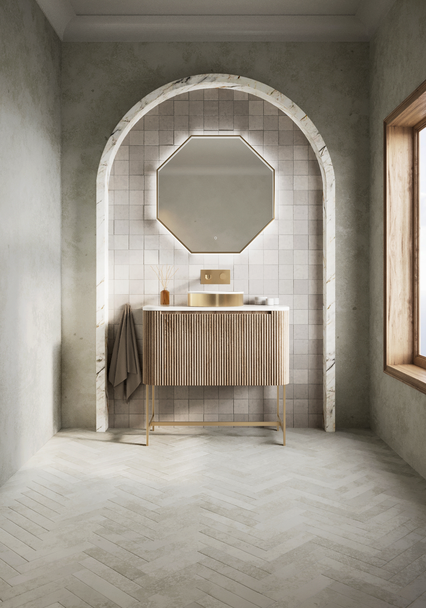 LUMCCFB900 Lumen Curve 900 Cabinet & Frame with Basin - Image 1