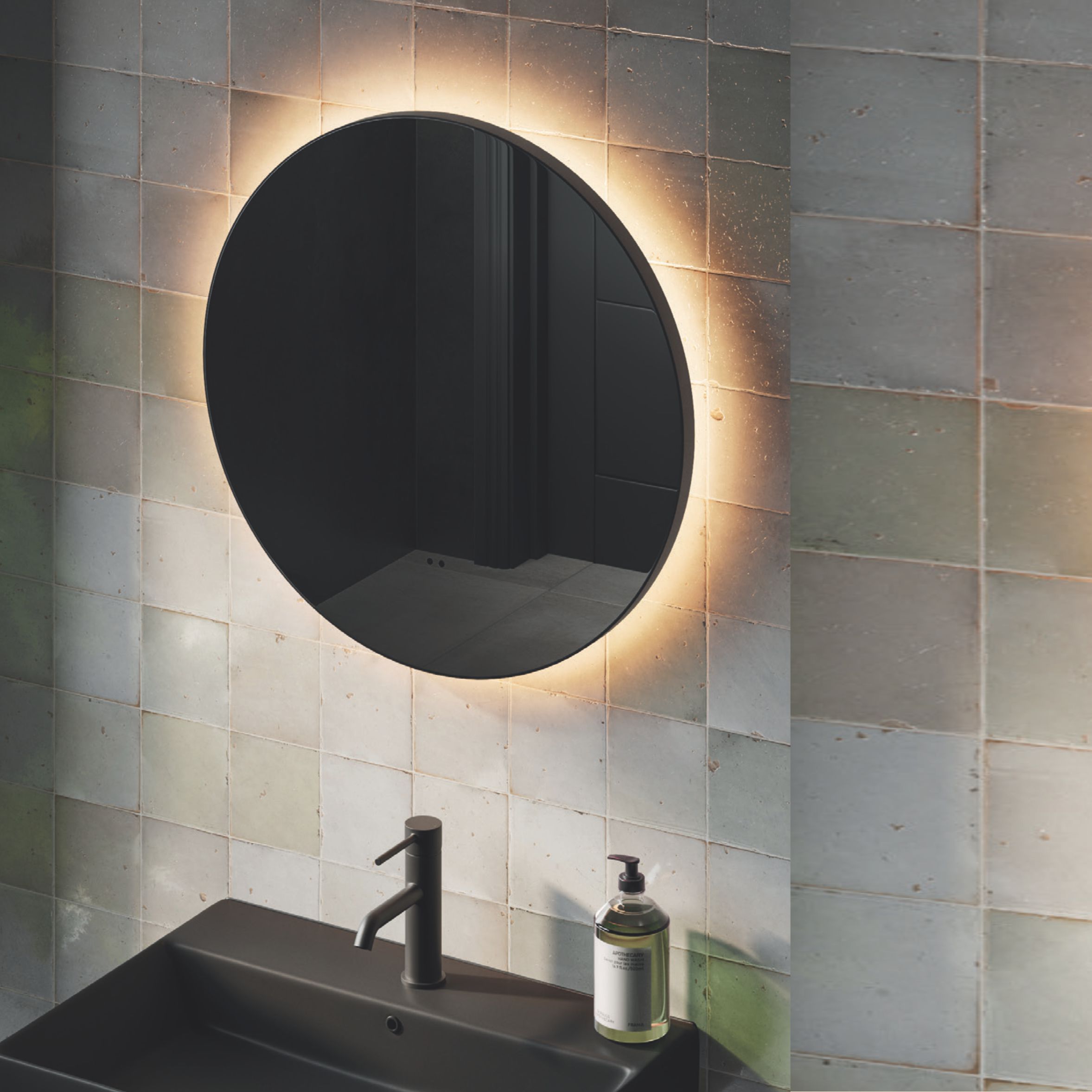 Mystic Round 60 Black Mystic Round LED Mirrors - Image 1