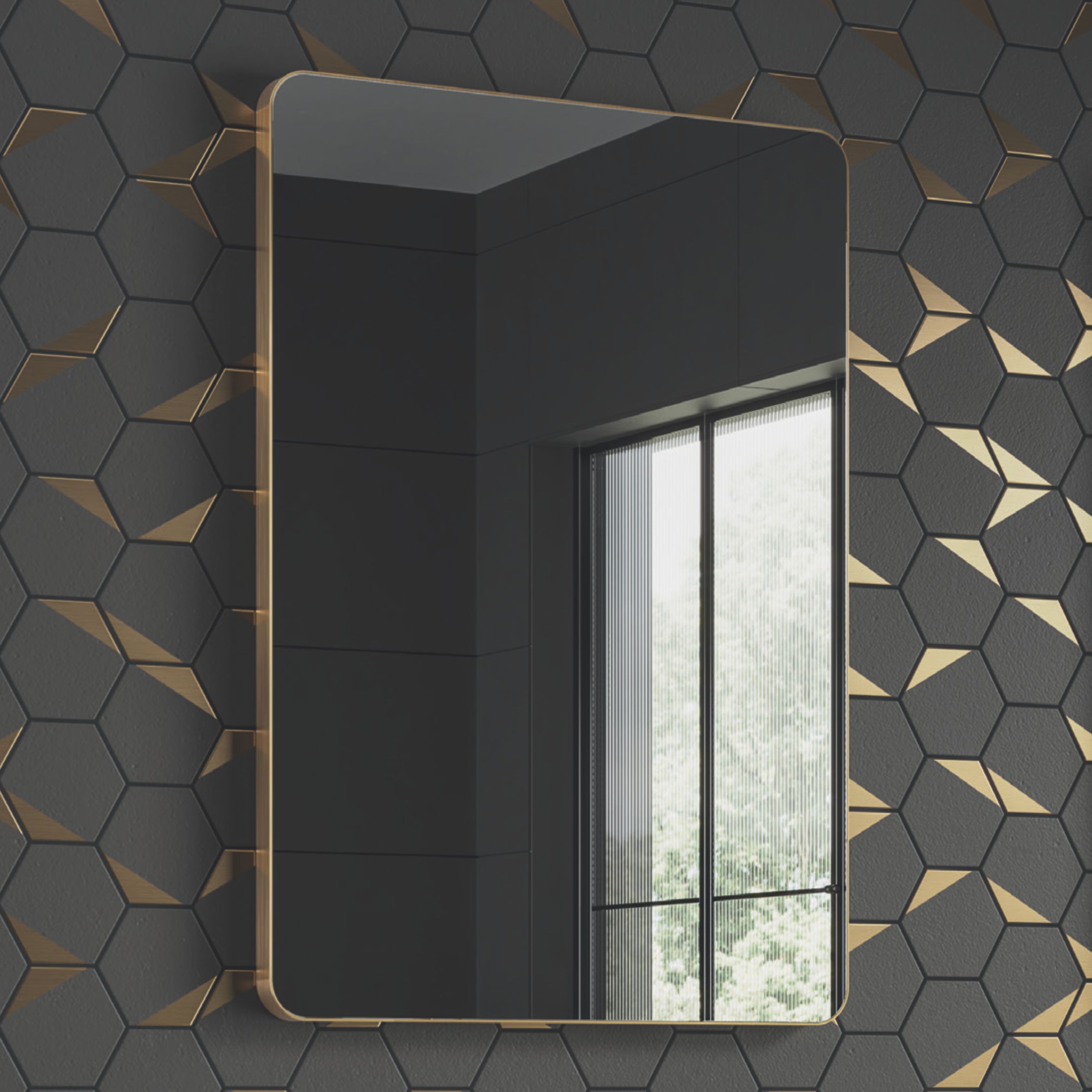 Slim Curve 60 Brushed Brass Slim Curve Shaped Mirrors - Image 1