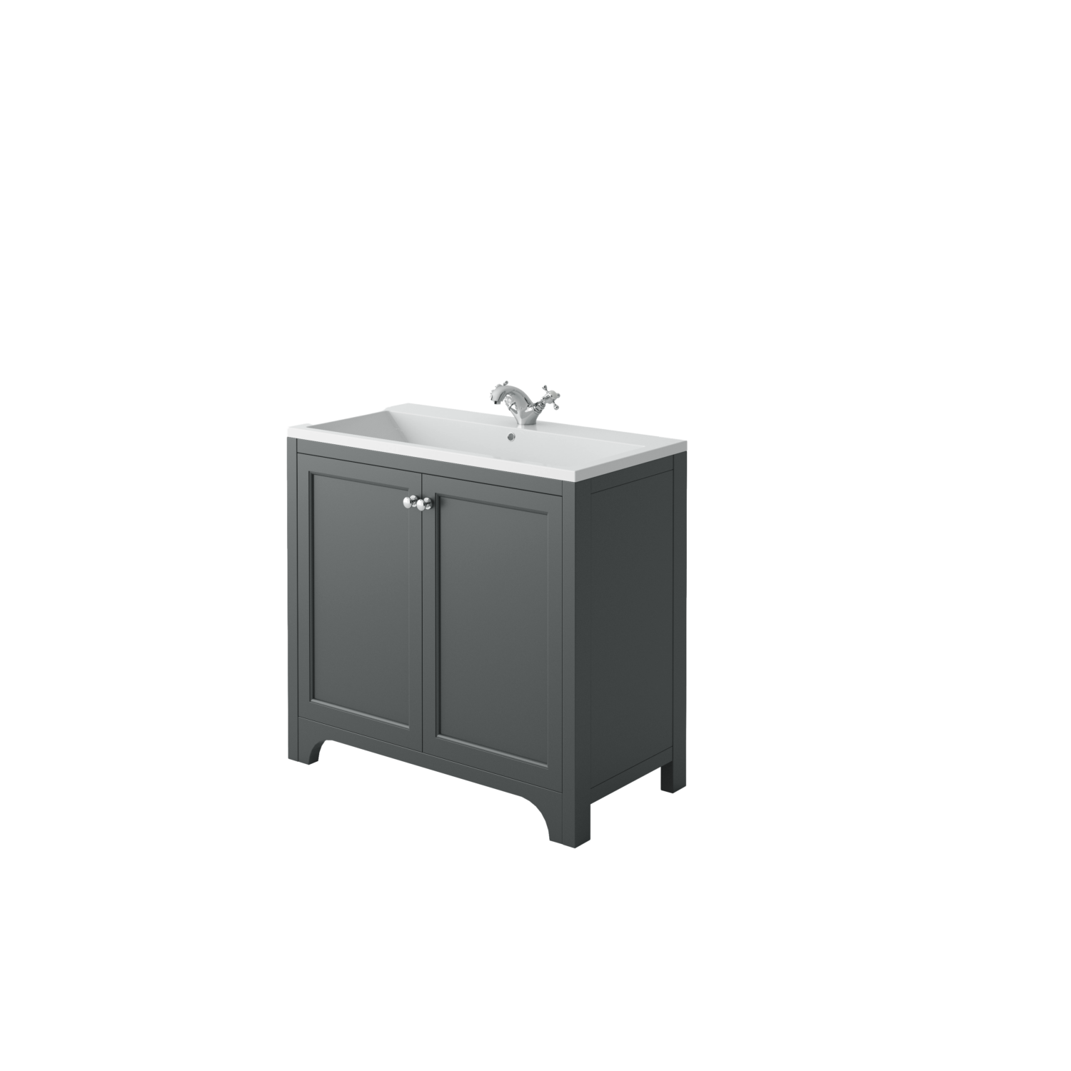 dark grey Wick 900 Floor Cabinet with Basin - Image 1
