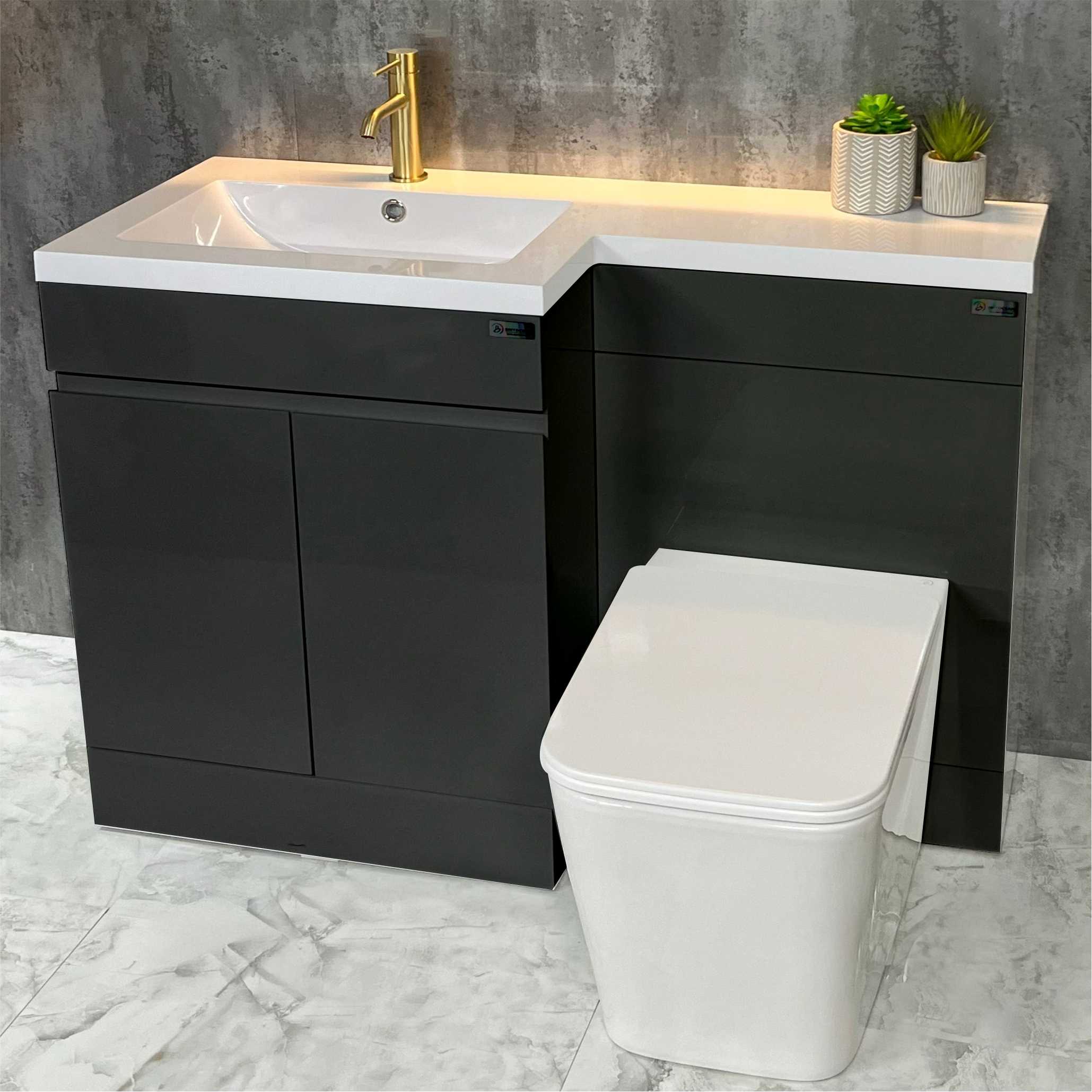 lf Vale 1100 Vanity Unit & Back to Wall with Basin Left - Image 1